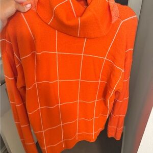 Orange Grid Pattern Sweater